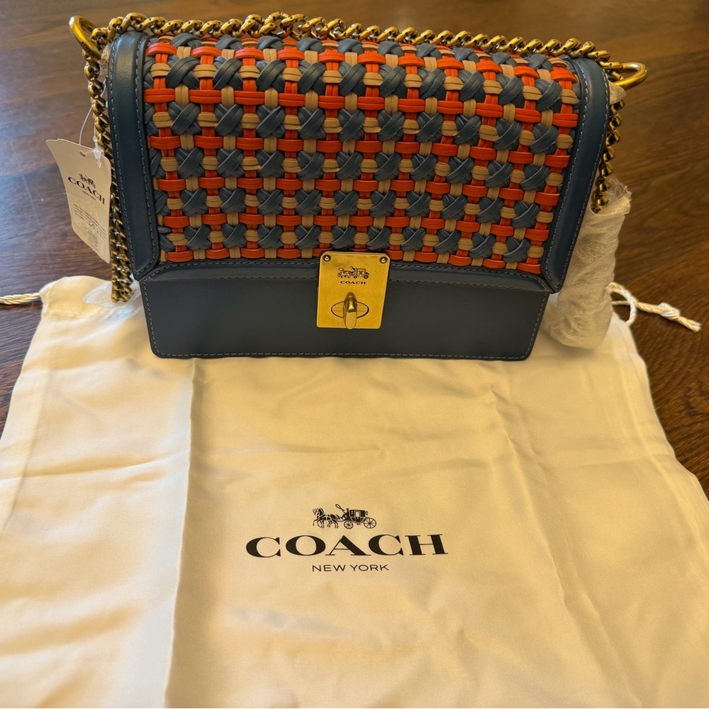 New COACH Hutton Shoulder Bag with Weaving Chain Crossbody - Picture 14 of 14